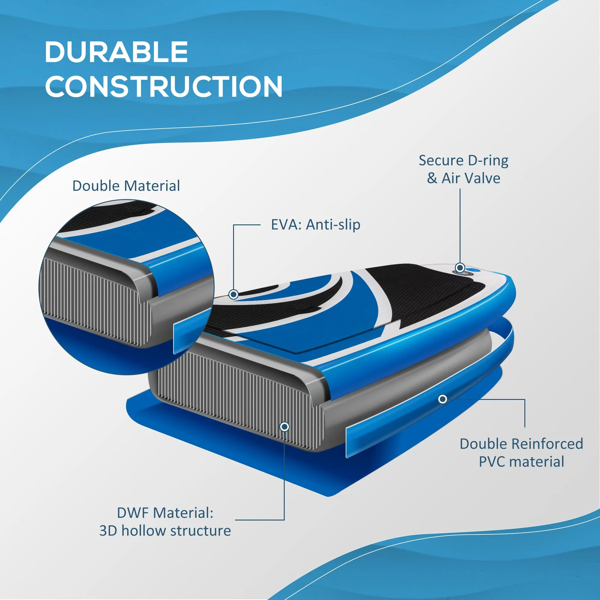 10'6" x 30" x 6" Inflatable Paddle Stand Up Board, Adjustable Aluminium Paddle Non-Slip Deck Board with ISUP Accessories, 320L x 76W x 15H cm