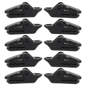 10pcs Tents Accessories Awning Wind Rope Clamp Plastic Clip Outdoor Camping Tent Alligator Cip Hook(Black)