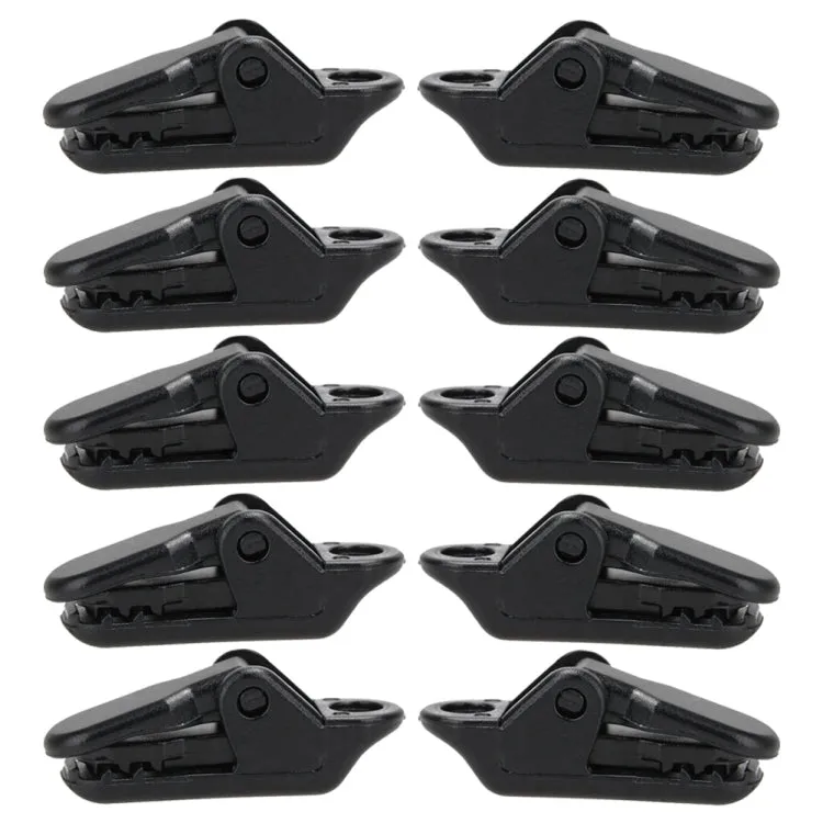 10pcs Tents Accessories Awning Wind Rope Clamp Plastic Clip Outdoor Camping Tent Alligator Cip Hook(Black)