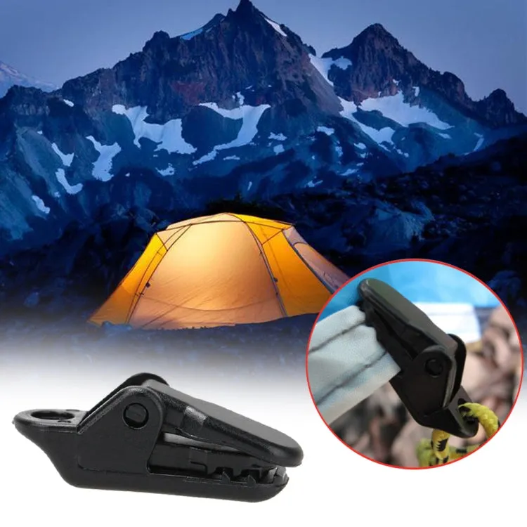 10pcs Tents Accessories Awning Wind Rope Clamp Plastic Clip Outdoor Camping Tent Alligator Cip Hook(Black)