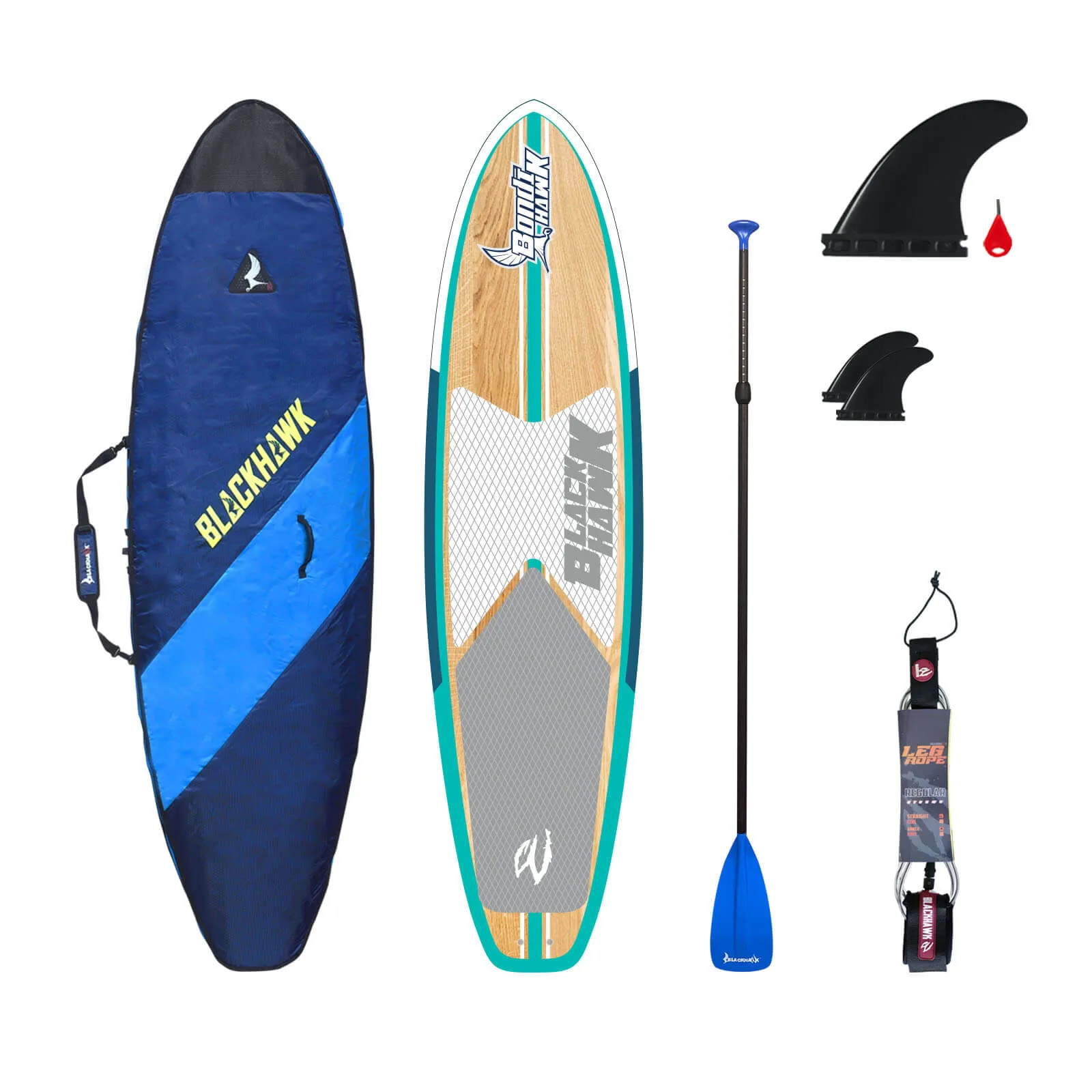 11'6" Bondihawk All-Rounder Bamboo Aqua SUP Package