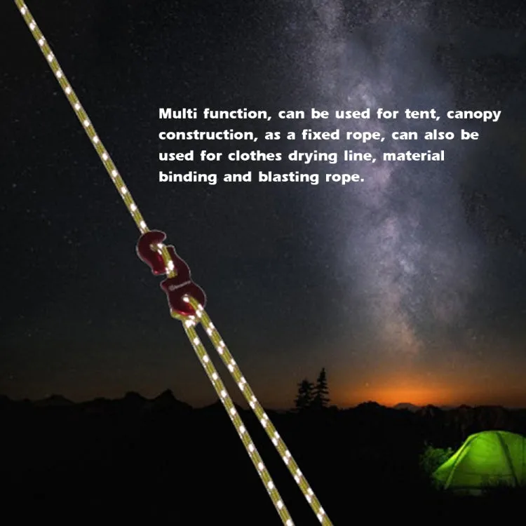 4m x 6 Rolls Outdoor Camping Tent Canopy Wind Rope Luminous Multi-Function Wind Rope Buckle Tent Fixed Rope(Figure 8 Buckle-Black)