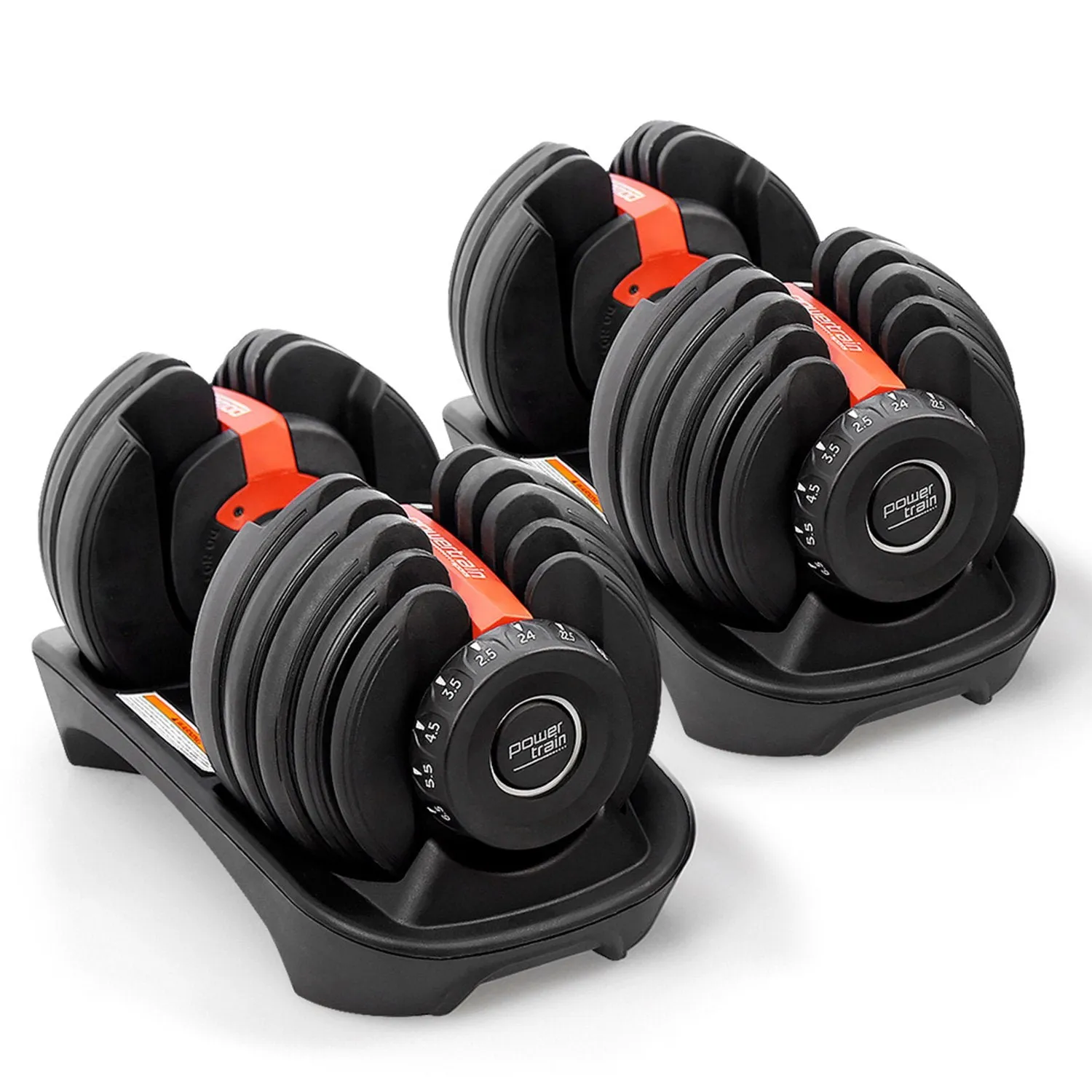 Adjustable 15 Weight Dumbbell Set, 5-52.5 lbs - Powertrain