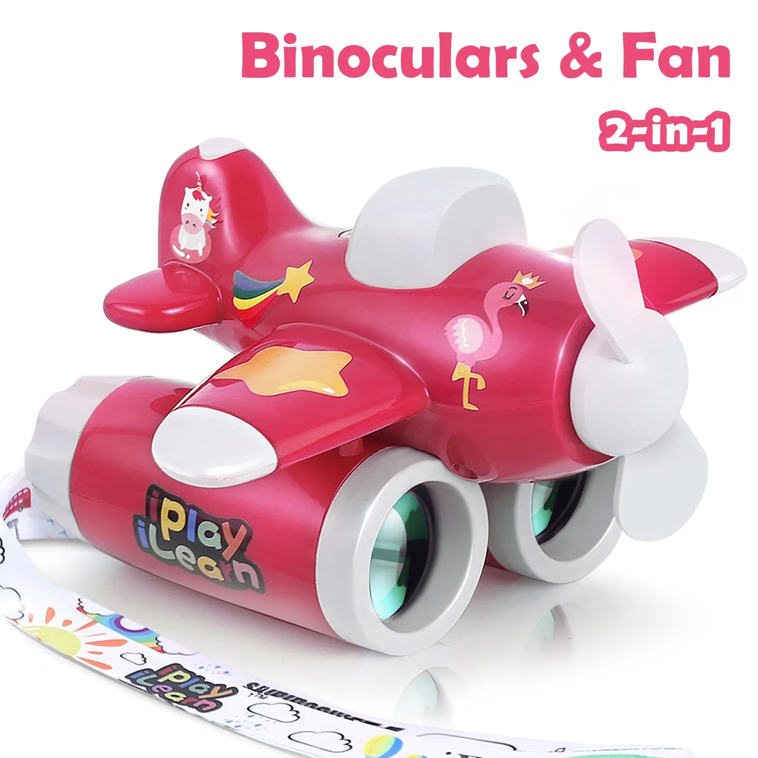 Airplane Pink Binoculars & Fan Nature Explore Toy