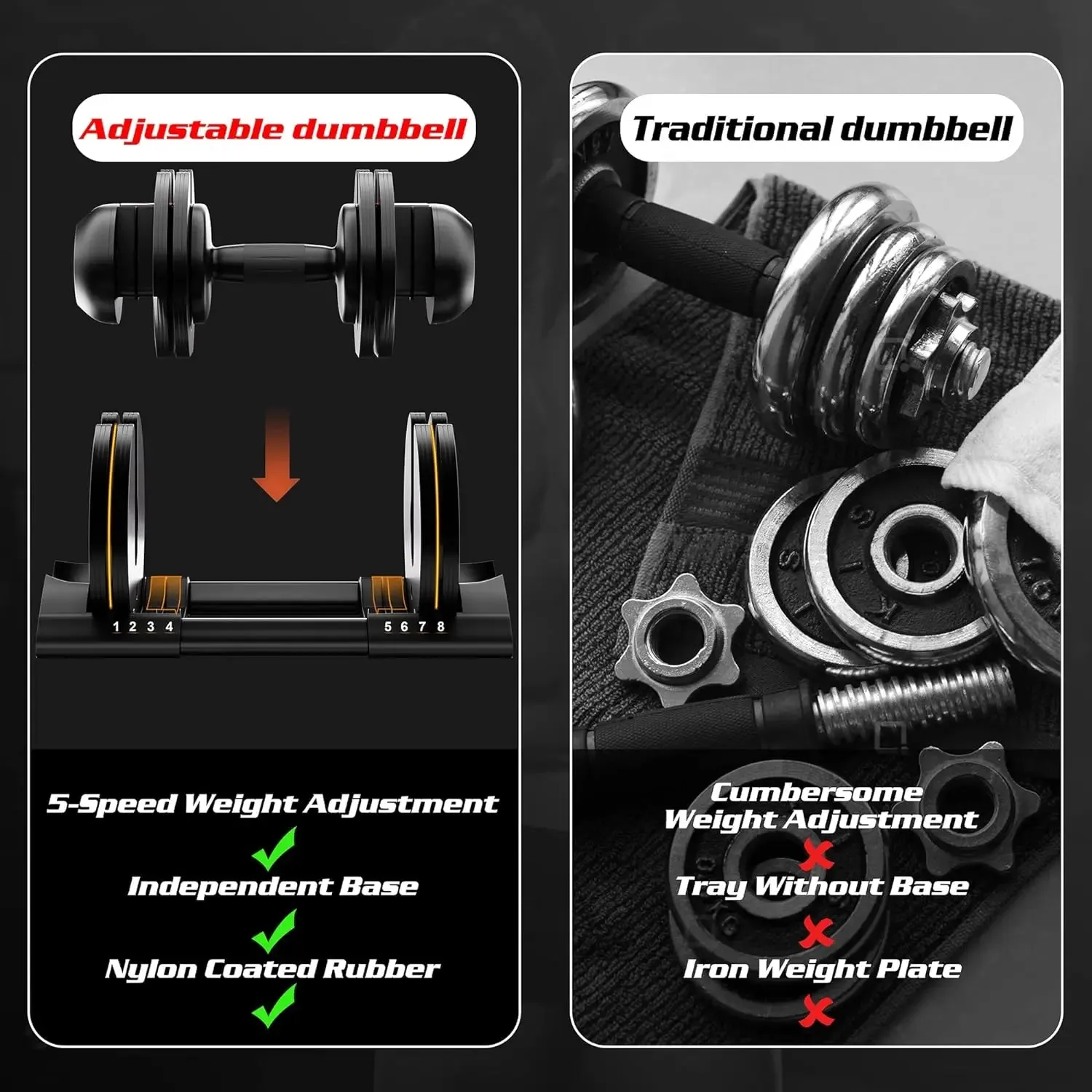 ALTLER Adjustable Dumbbell Set with Quick Dial System for Home Gym