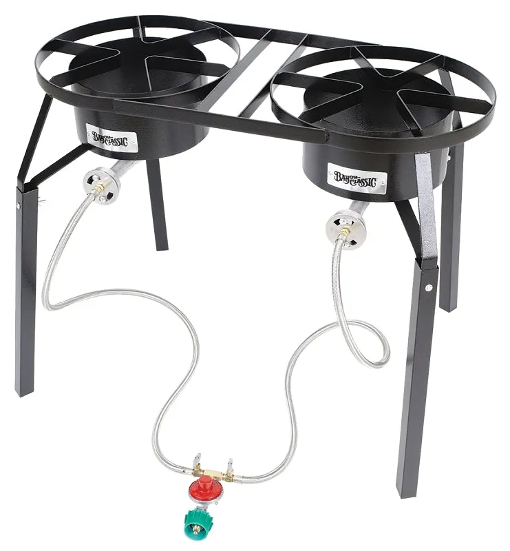 Bayou Classic DB250 Dual-Burner Cooker, 2-Burner, LPG, 100,000 Btu, Manual Ignition, Steel :EA: QUANTITY: 1