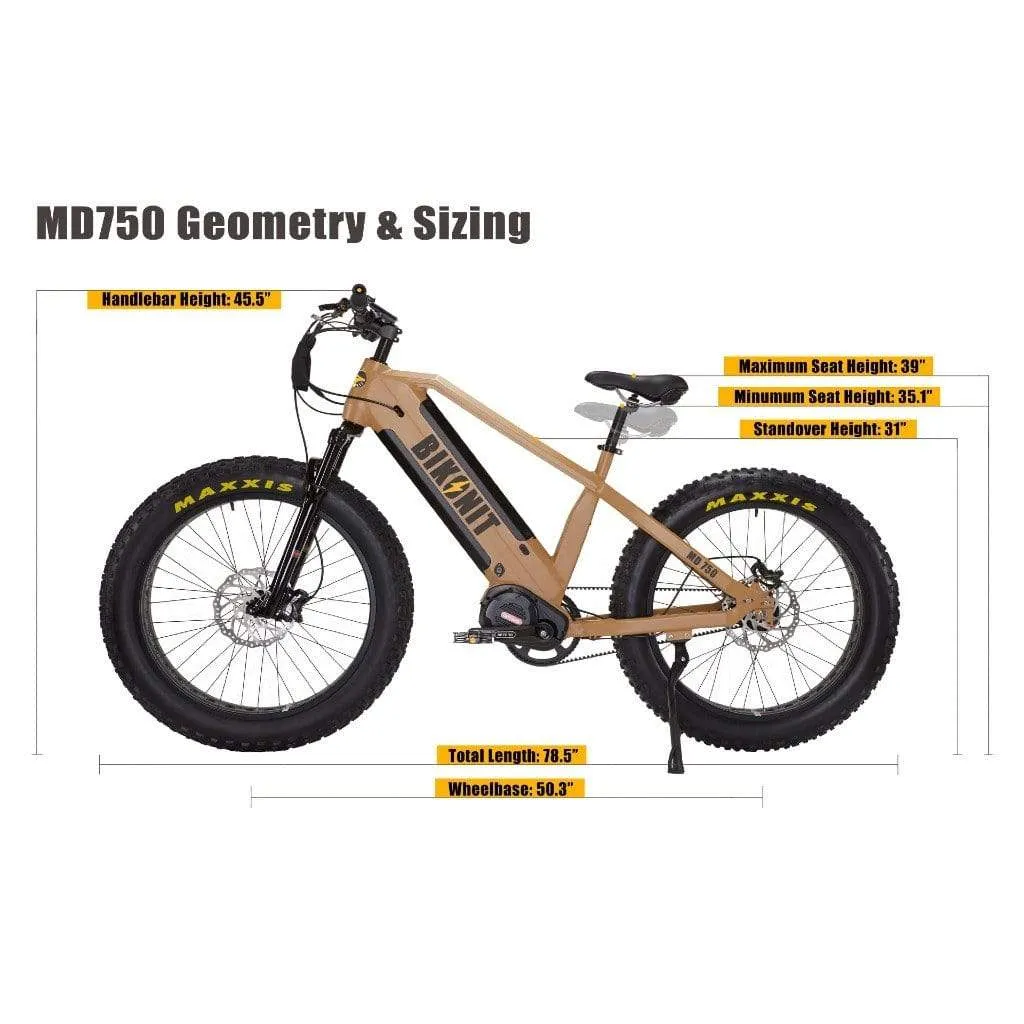 BIKONIT WARTHOG MD750 All Terrain 750W 48V Fat Tire Electric Mountain Bike