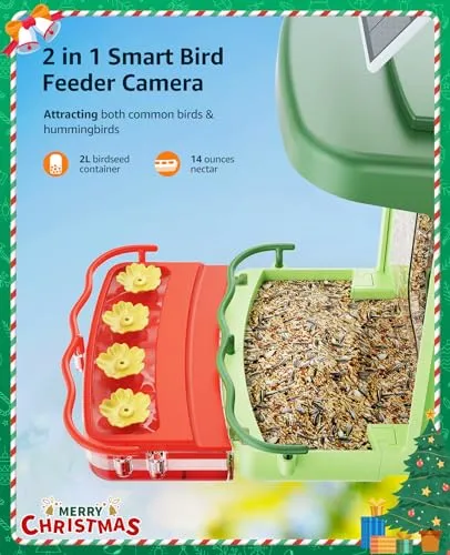 Bilantan BirdHi Ultra-Smart Bird Feeder with Camera Solar Powered, Lifetime Free AI Bird Feeder Camera for Hummingbird, Bird Lover Gifts for Christmas