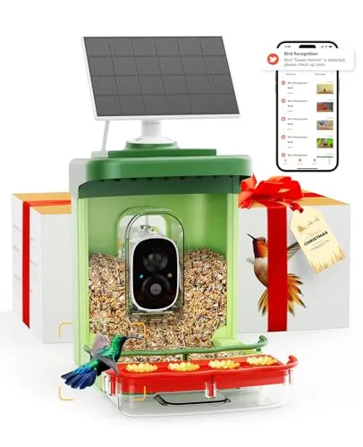 Bilantan BirdHi Ultra-Smart Bird Feeder with Camera Solar Powered, Lifetime Free AI Bird Feeder Camera for Hummingbird, Bird Lover Gifts for Christmas