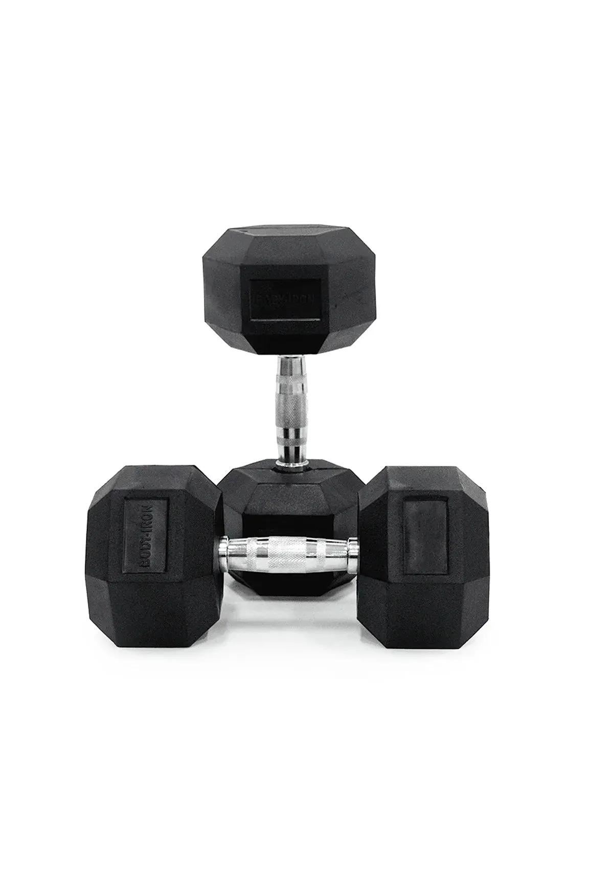 Body Iron 285kg Commercial Rubber Hex Dumbbell Set