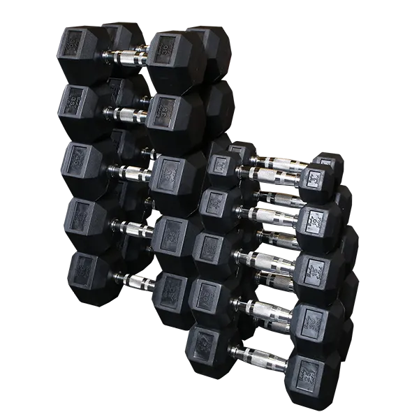 Body-Solid Tools Rubber Coated Hex Dumbbell Set SDRS