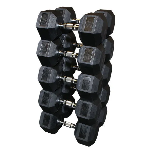 Body-Solid Tools Rubber Coated Hex Dumbbell Set SDRS