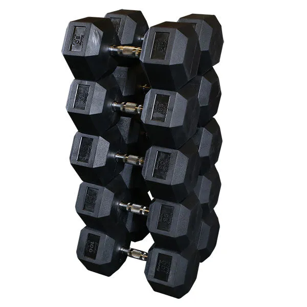 Body-Solid Tools Rubber Coated Hex Dumbbell Set SDRS