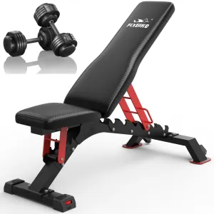 Bundle: Pair Of Flybird 55lbs Adjustable Dumbbells & Flybird Pro Weight Bench