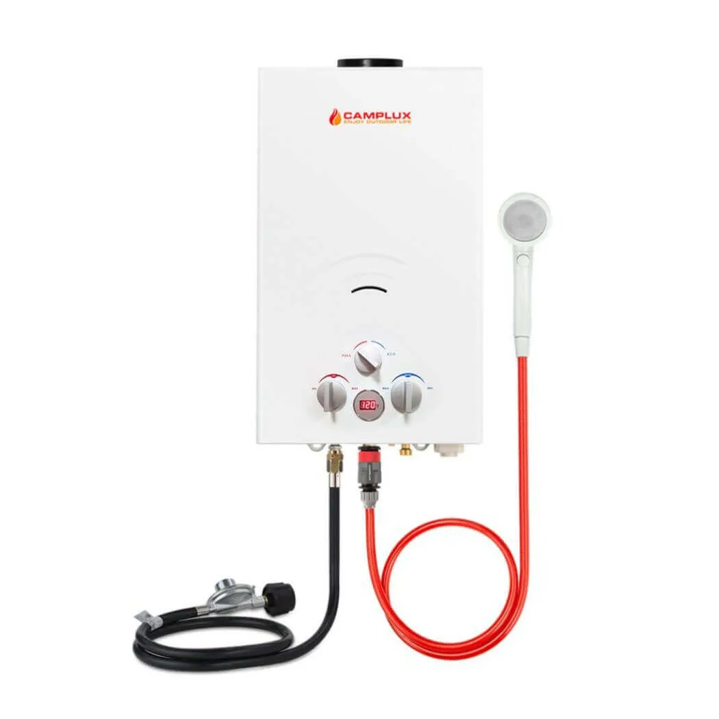 Camplux 2.64 GPM Propane Portable Gas Water Heater With Digital Display, White