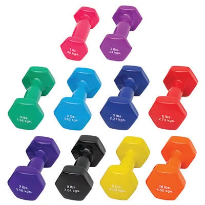 CanDo Vinyl Coated Dumbbell, 10 Piece Set (Each: 1, 2, 3, 4, 5, 6, 7, 8, 9, 10 lb)