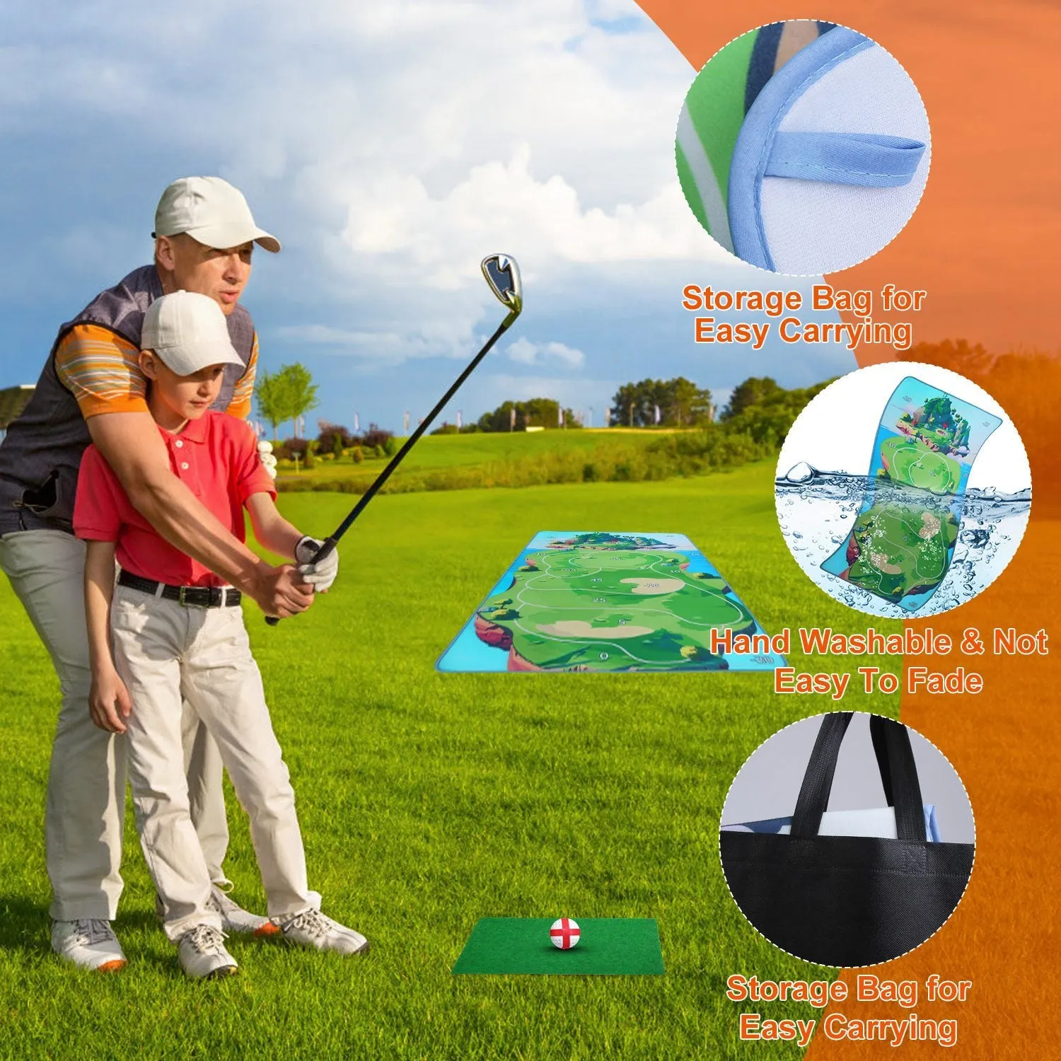 Casual Golf Game Set Indoor Outdoor Golf Pratice Mat Chipping Green Golf Yard Games for Kids Adults with 20 Sticky Golf Balls Storage Bag