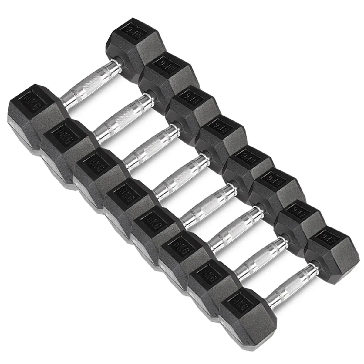 Class A Hex Dumbbell Set, 4kg - 10kg Set (4 Pairs) & Stand