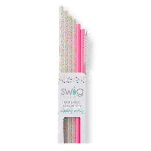 Confetti   Pink Reusable Straw Set