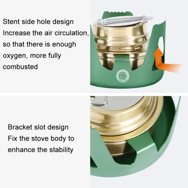 CSTUR Y2218 Outdoor Ultralight Aluminum Stove Camping Fishing Portable Liquid Alcohol Stoves(Dark Green)