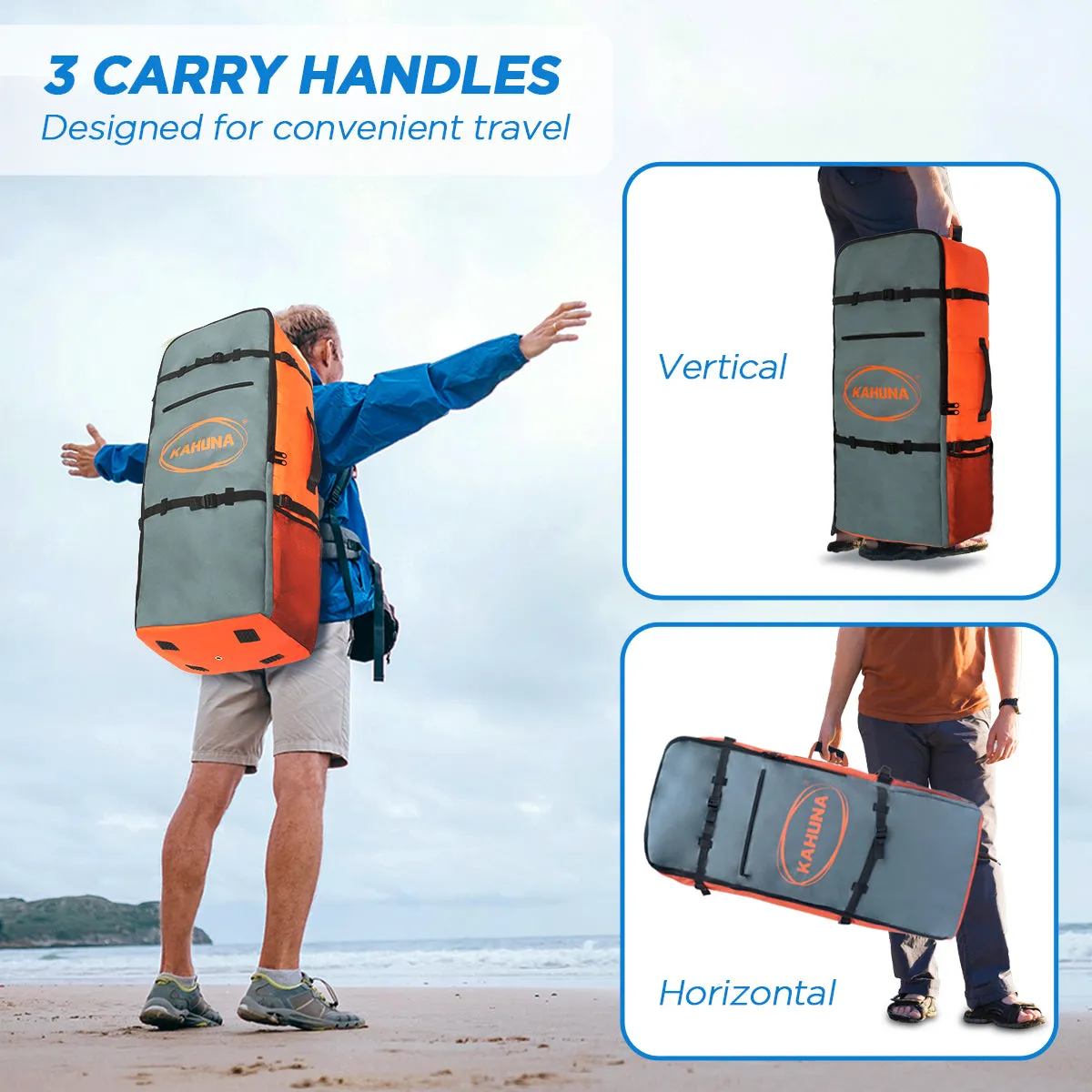 Durable Travel Backpack for iSUP Boards, Wide Straps, Kahuna Hana