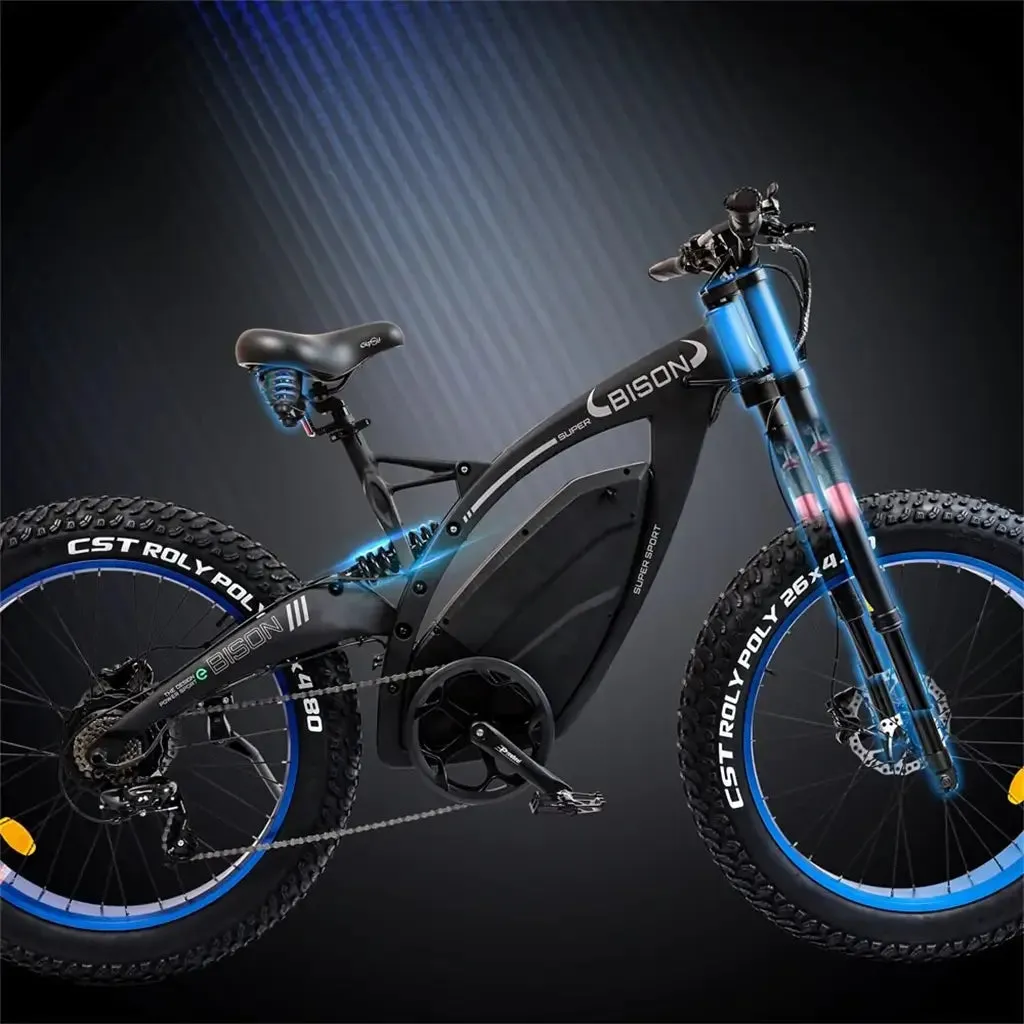 Ecotric Bison All Terrain Fat Tire 48V 1000W Electric Mountain Bike Matt Black