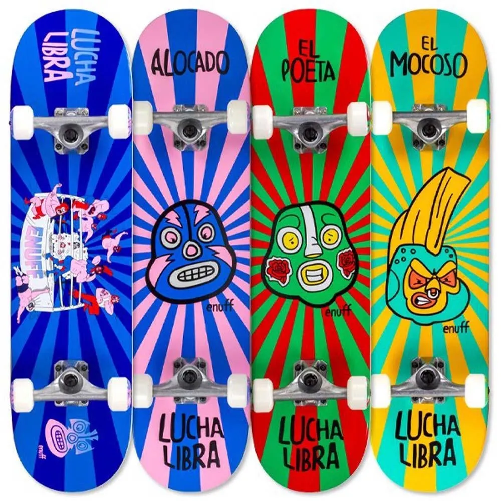 Enuff Lucha Libre Factory Complete Skateboard Blue Blue 7.75"