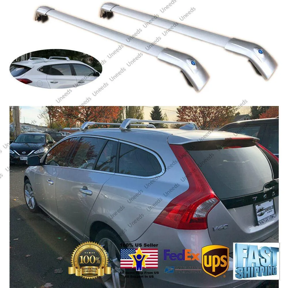 Fit 2010-2019 VOLVO V60 Sliver Roof Rack Crossbar Luggage Carrier