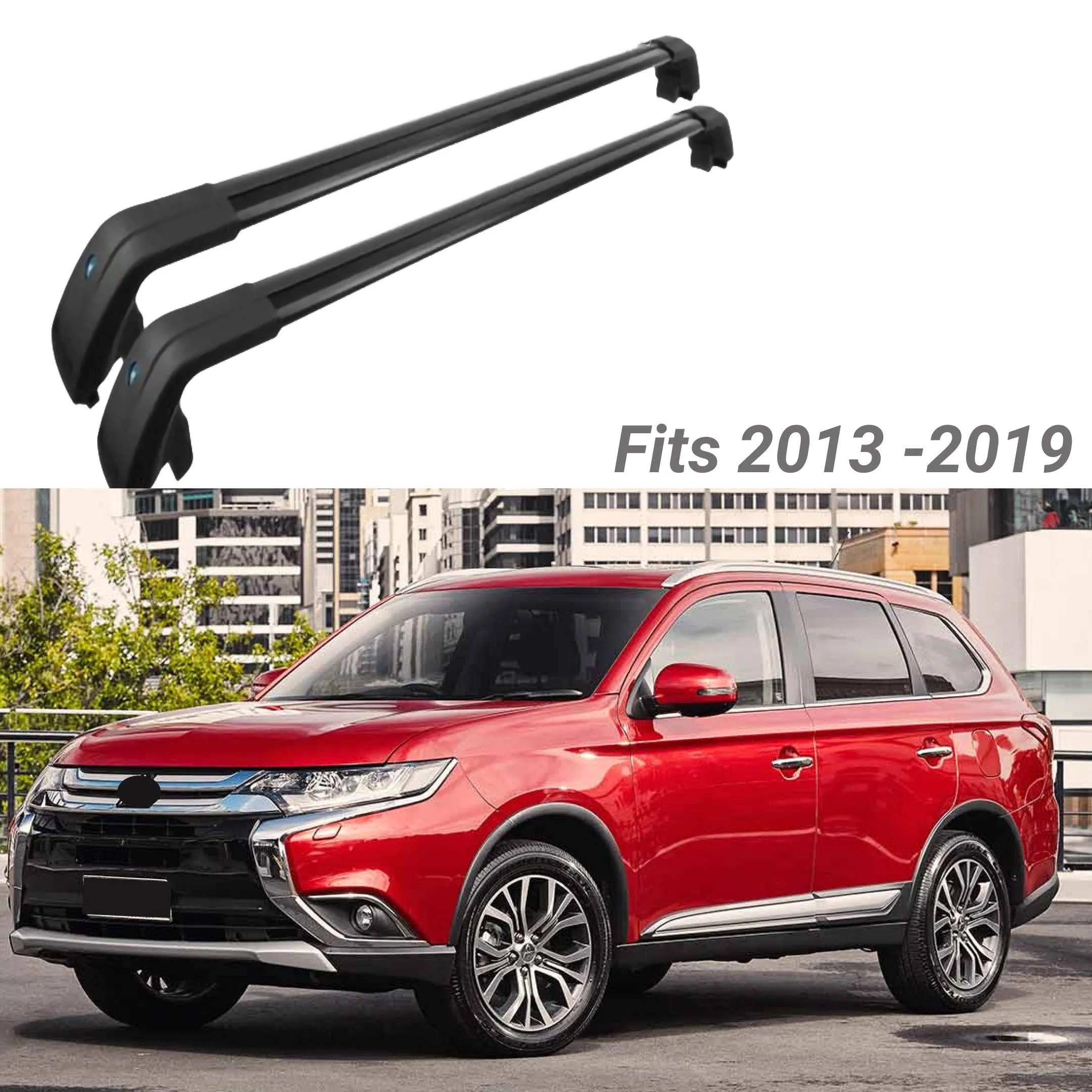 Fit 2013-2019 Outlander Black Roof Rack Baggage Luggage Cross Bar Crossbar