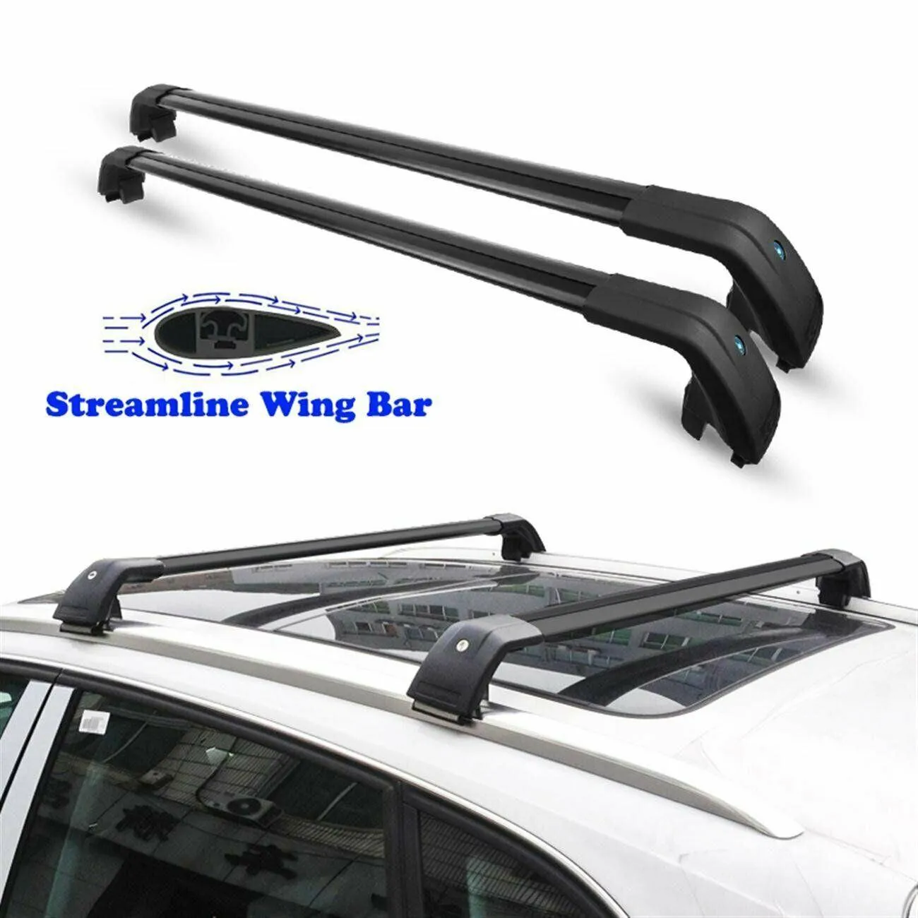 Fit 2013-2019 Outlander Black Roof Rack Baggage Luggage Cross Bar Crossbar