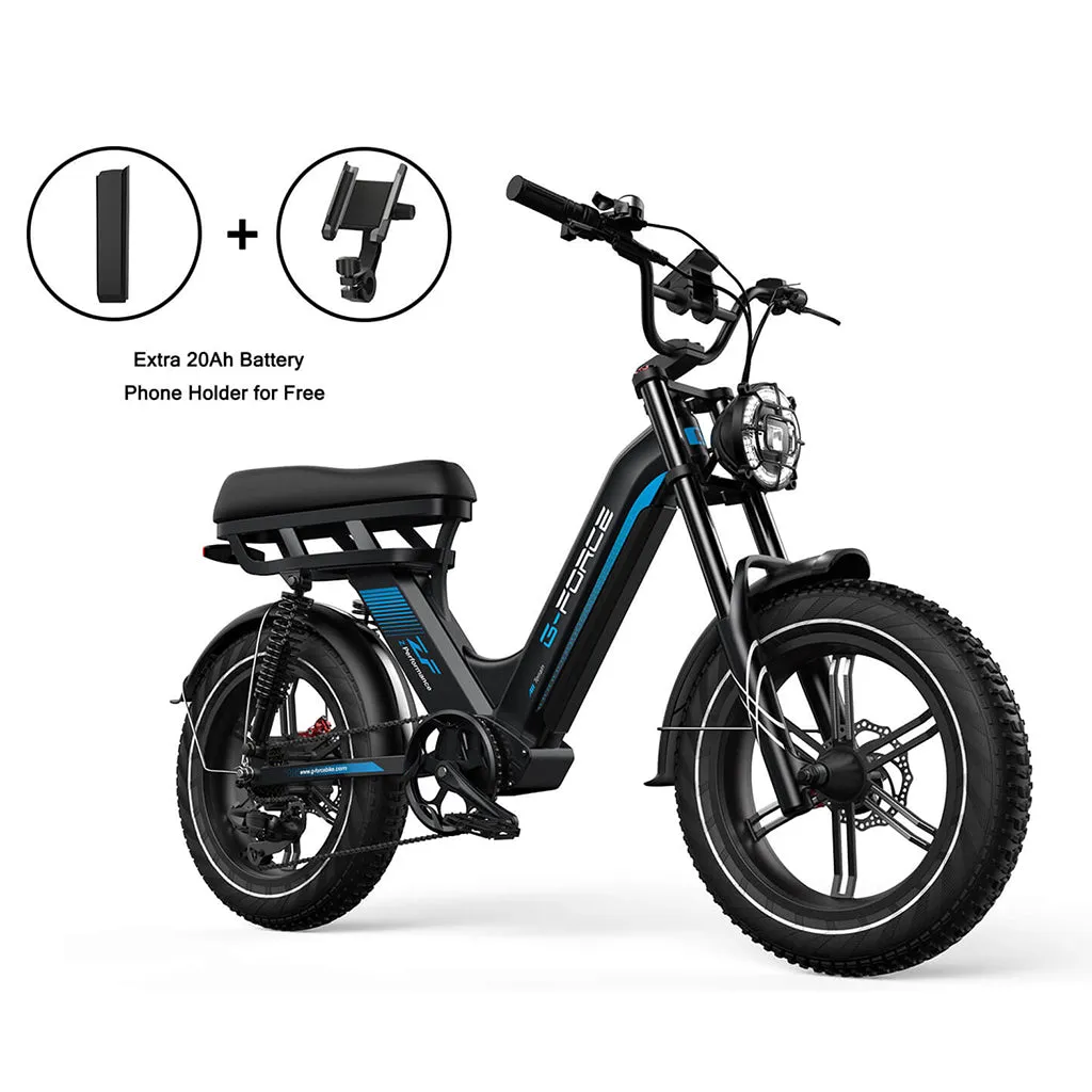 G-FORCE ZF Moped-Style 750W 48V 20Ah/13.5Ah All Terrain Full Suspension Fat Tire Electric Bike