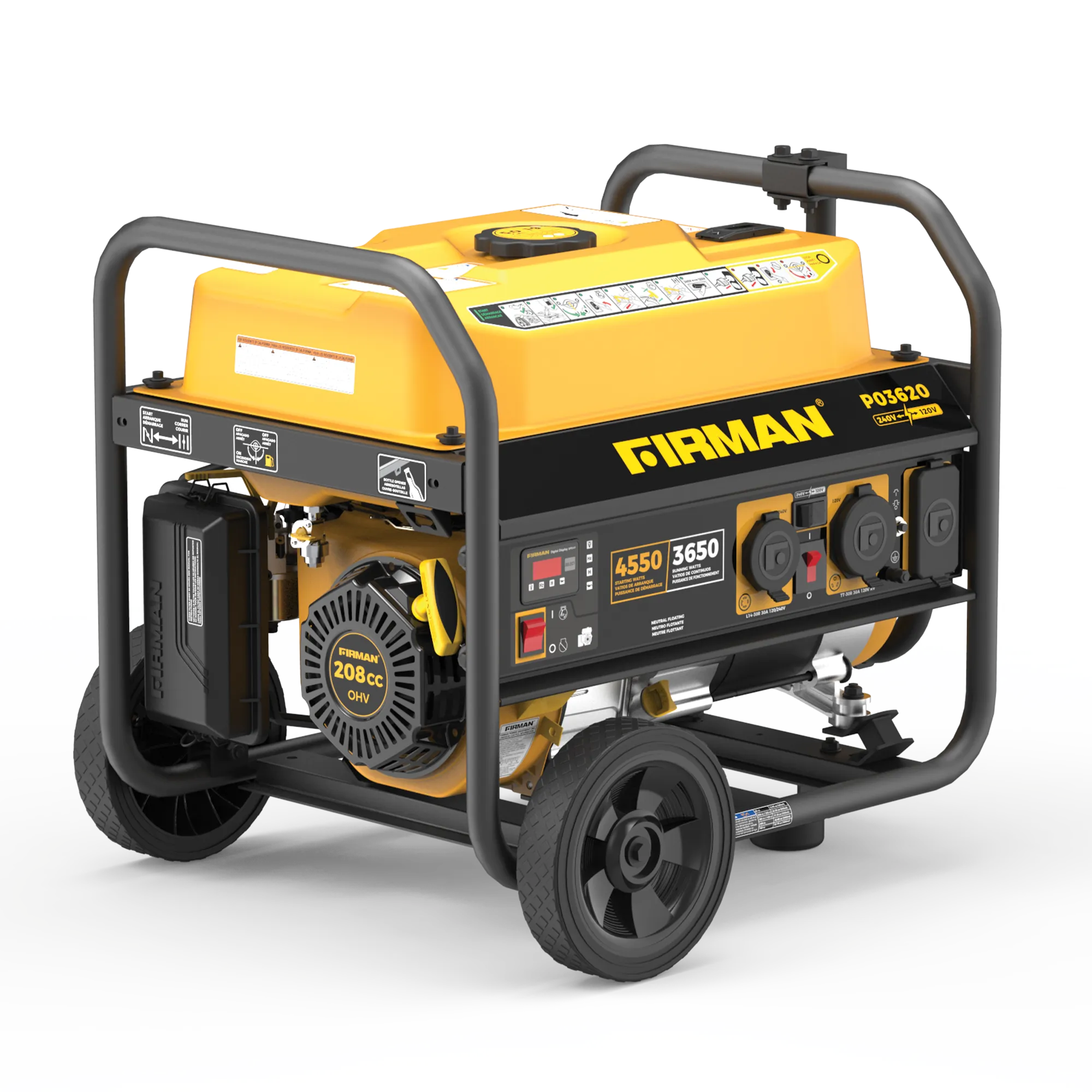 Gas Portable Generator 4550W Recoil Start 120/240V