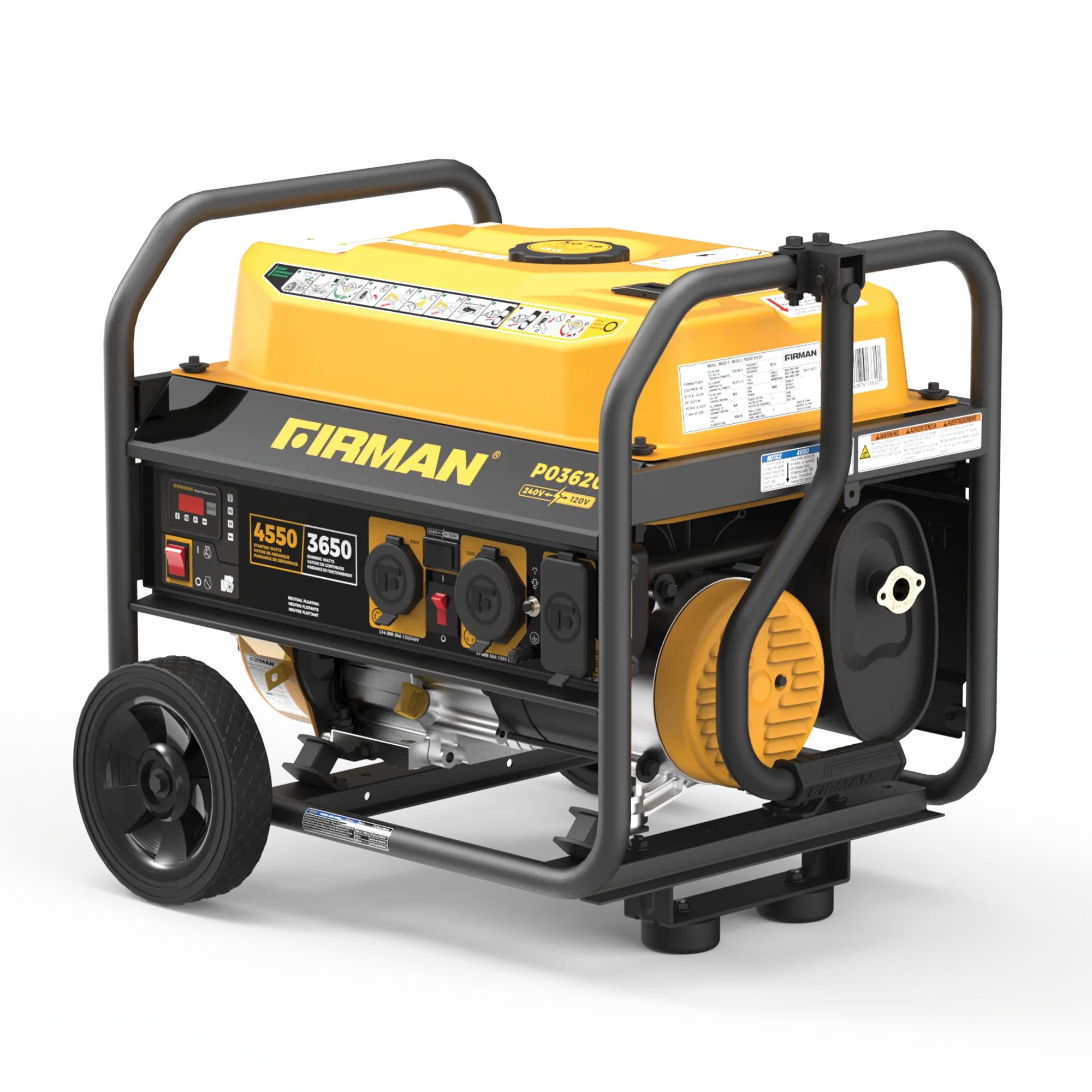 Gas Portable Generator 4550W Recoil Start 120/240V