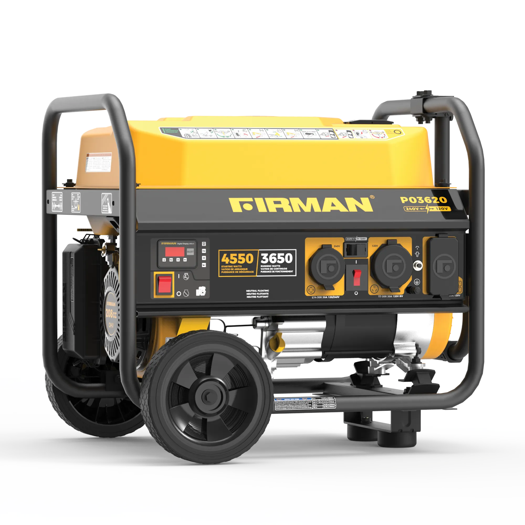 Gas Portable Generator 4550W Recoil Start 120/240V