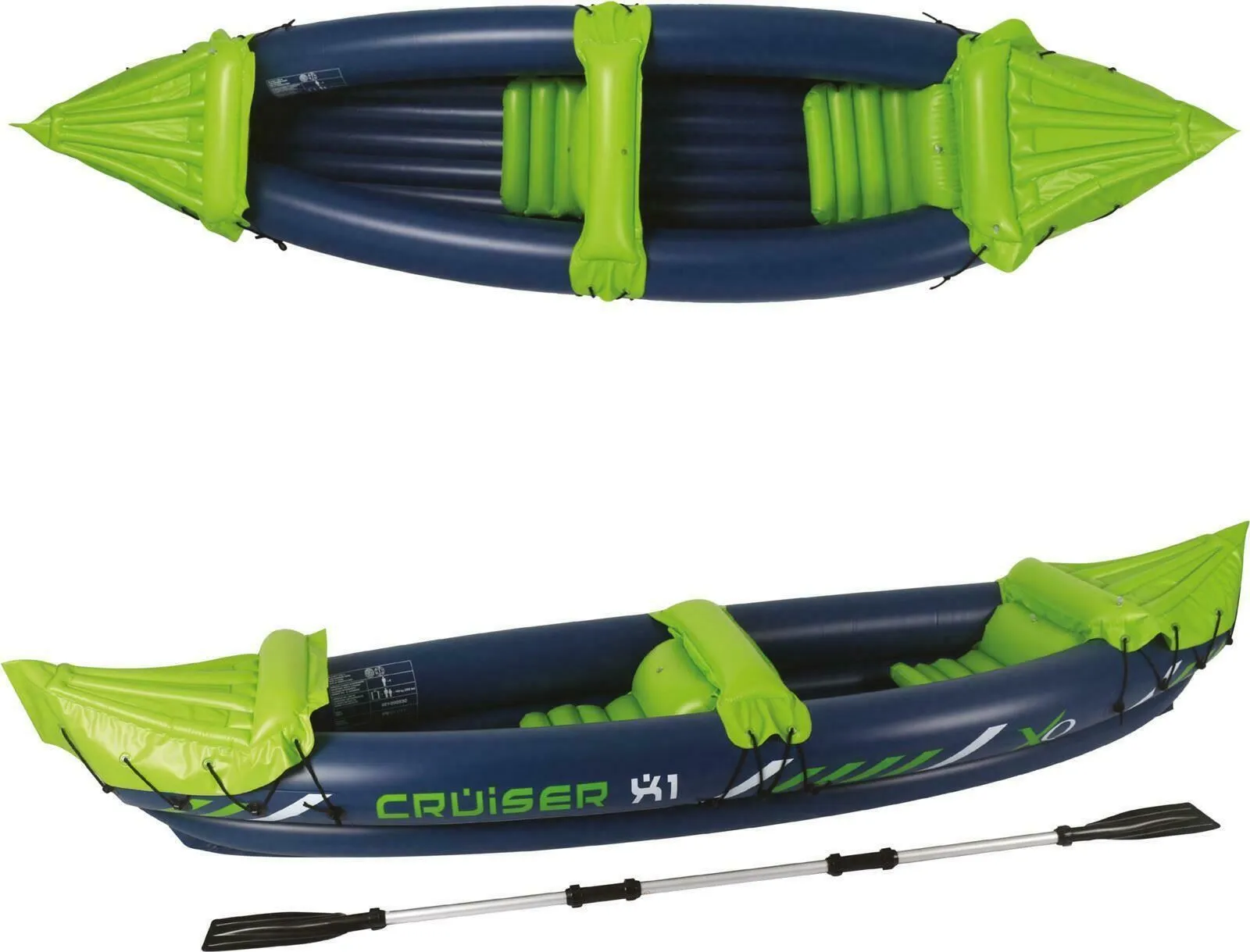 gHOST-7 Inflatable Canoe Kayak Dinghy Boat with Double Paddle 2 - Person