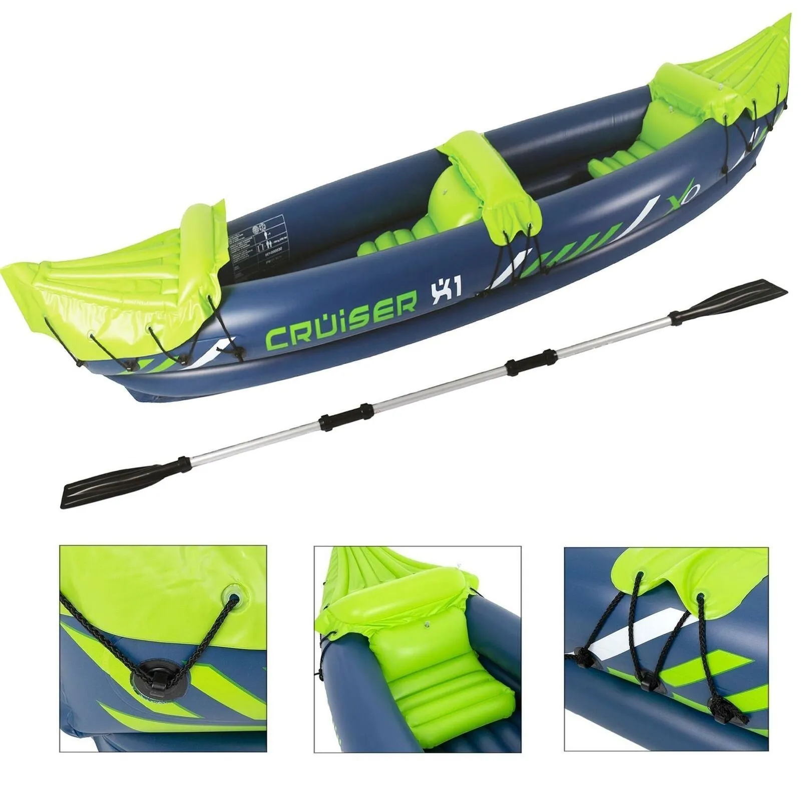 gHOST-7 Inflatable Canoe Kayak Dinghy Boat with Double Paddle 2 - Person