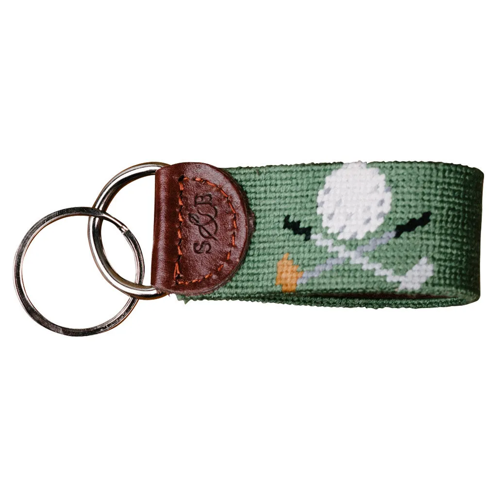 Golf Clubs Needlepoint Key Fob