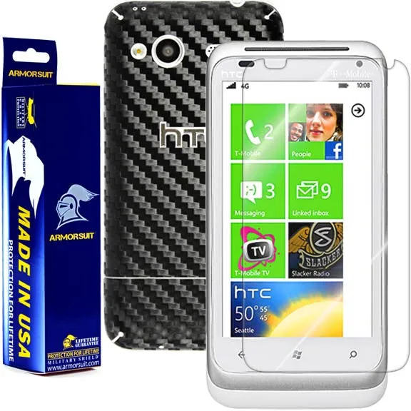 HTC Radar 4G Screen Protector   Black Carbon Fiber Skin Protector