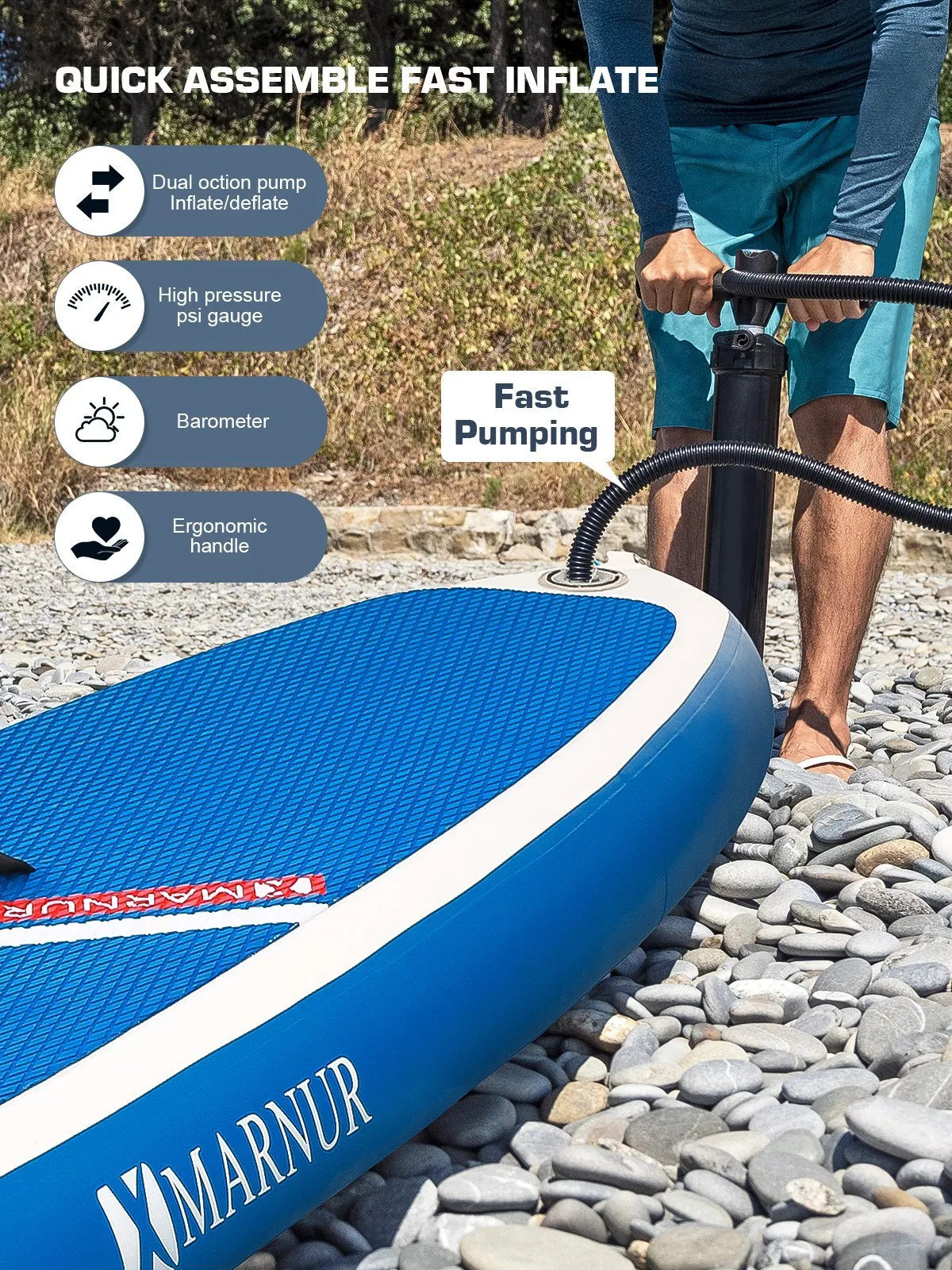 Inflatable Stand Up Paddle Board 2021 Latest Upgrade 30" SUP Board Set, Inflatable, 350 Lbs, Non-Slip Deck, Paddle Surfboard, Paddle, Pump, Backpack