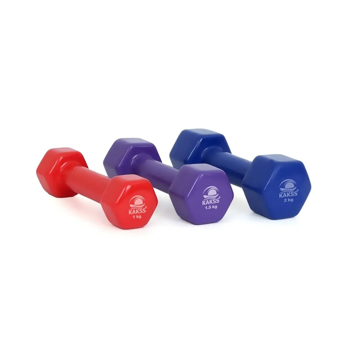 Kakss Cast Iron Vinyl Coated Dumbbells (2 2 =4KG Blue)