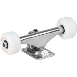 Mini Logo 7.63" Raw Trucks   ML Bearings   A-cut 53mm 101a White Wheels (Set of 2)