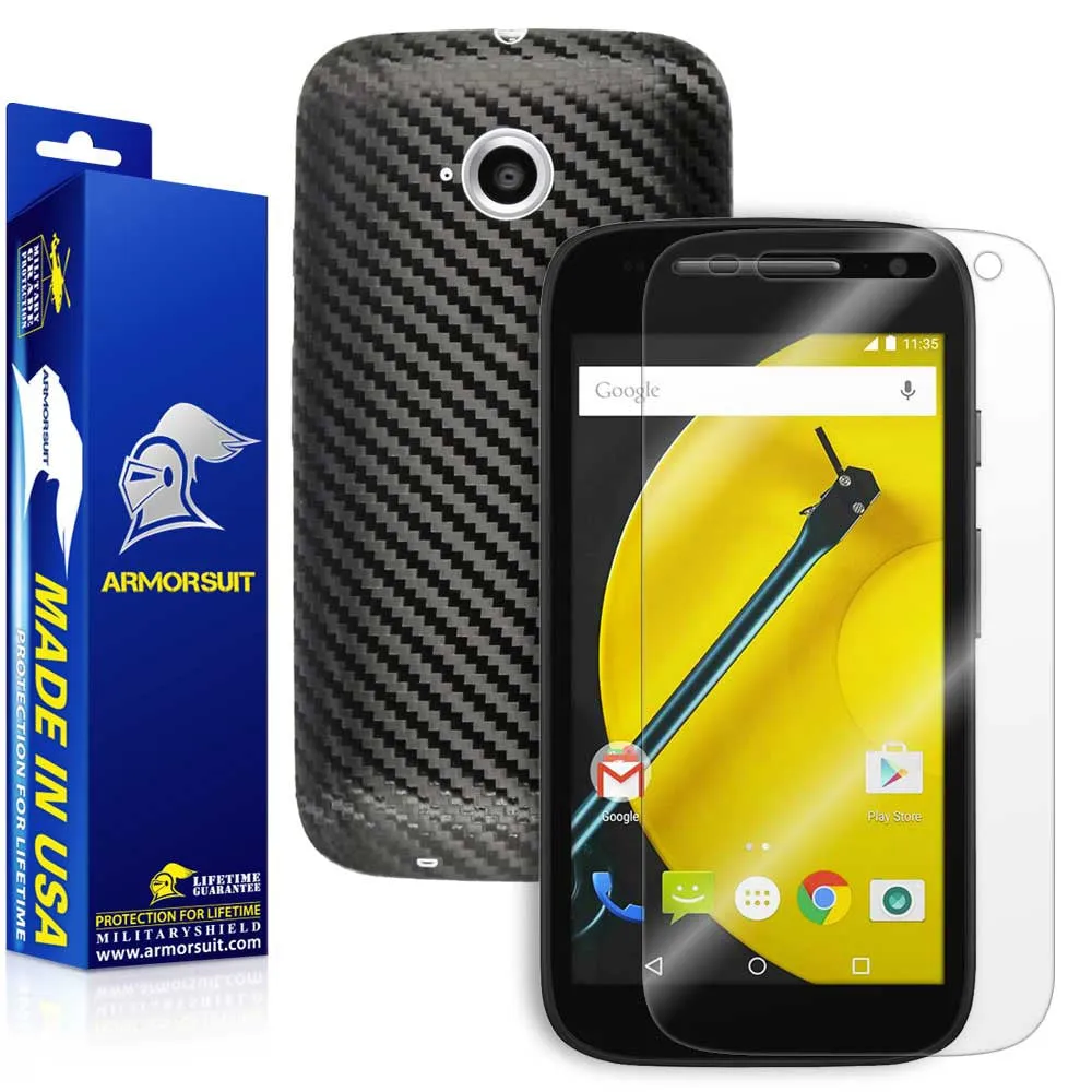 Motorola Moto E (2nd Gen, 2015) Screen Protector   Black Carbon Fiber Skin