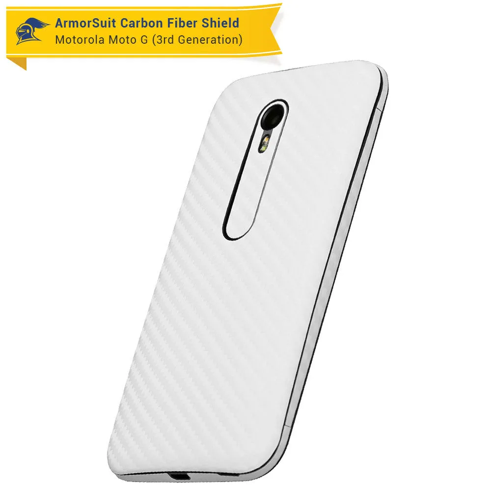 Motorola Moto G (3rd Generation 2015) Screen Protector   White Carbon Fiber Full Body Skin Protector