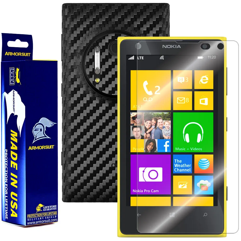 Nokia Lumia 1020 Screen Protector   Black Carbon Fiber Film Protector