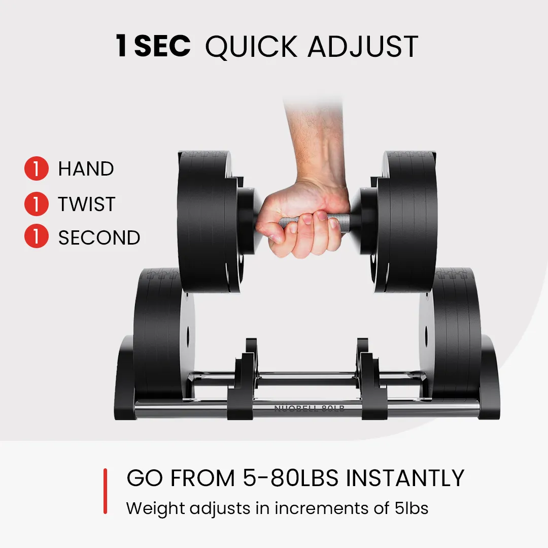 Nuobell Adjustable Dumbbells and the Matching Rack Bundle