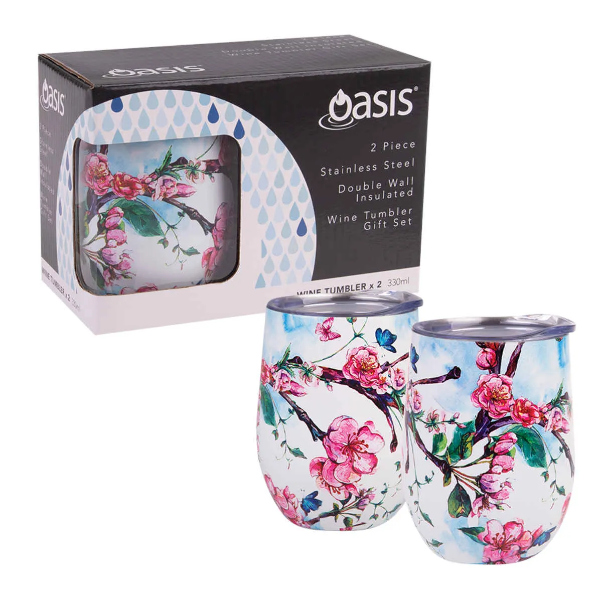 Oasis Double Wall Tumbler Set Spring Blossom 330ml (Set of 2)