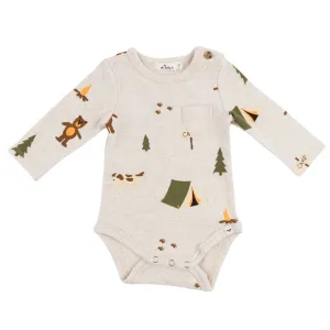 oh baby! Pocket Onesie - Camping Print - Malt