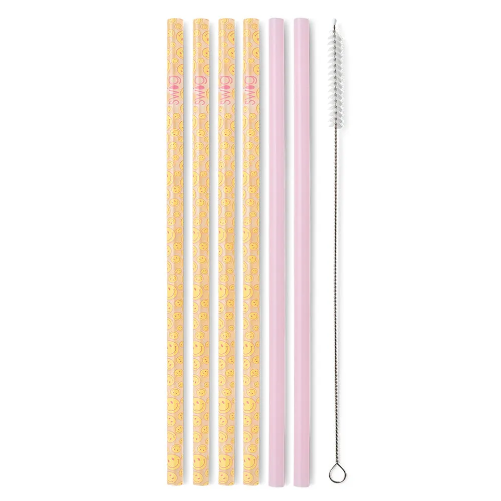 Oh Happy Day   Pink Reusable Straw Set