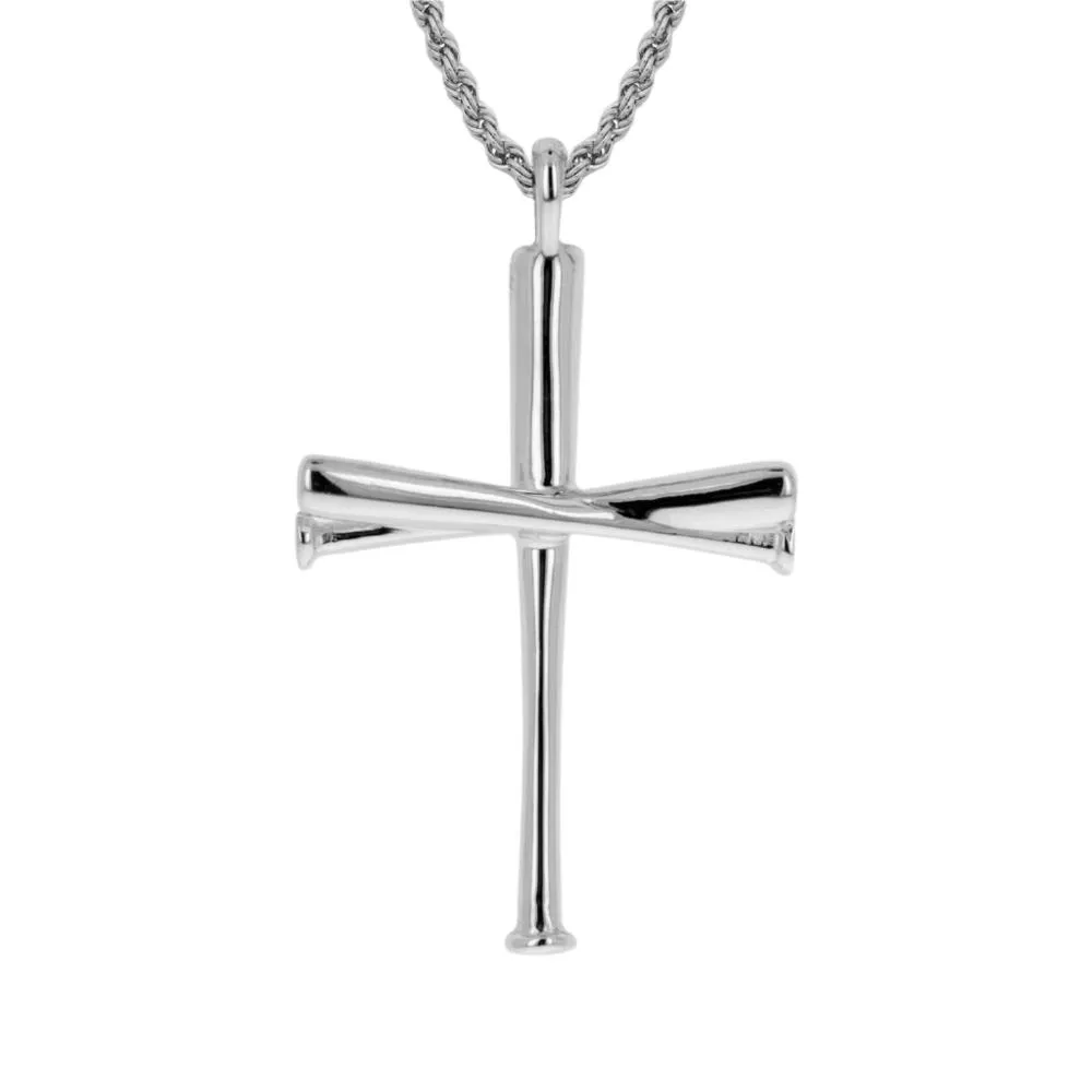 Original Baseball Bat Cross Necklace | Stainless Steel