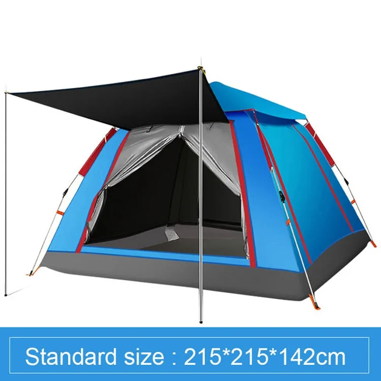 Outdoor 3-4 People Beach Thickening Rainproof Automatic Speed Open Four-sided Camping Tent, Style:Automatic Vinyl(Sky Blue)